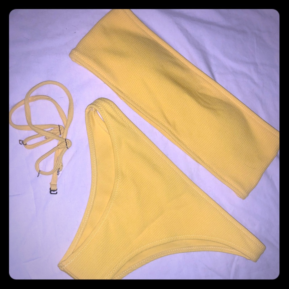 Strapless Yellow Bikini